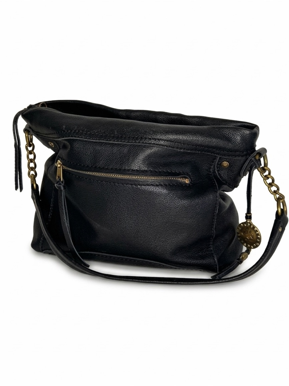 The Sak Black Pebbled Leather Hobo Shoulder Bag